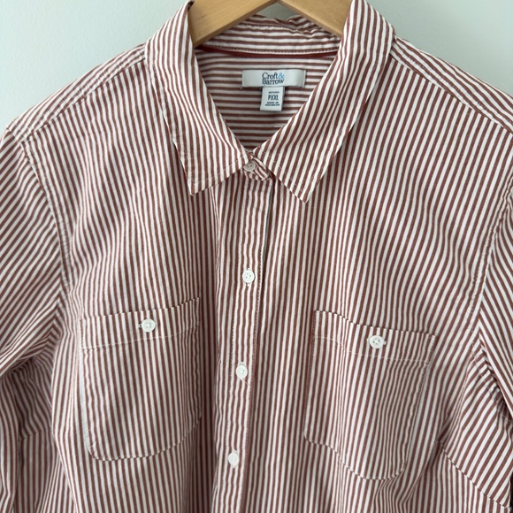 Croft & Barrow Rust Red/ White Striped Button Up Shirt - Picture 2 of 9